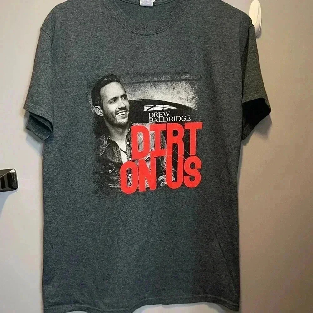 drew baldridge dirt on us unisex gray concert tour short sleeve tshirt medium